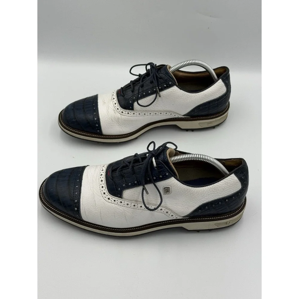Foot Joy Premiere Dry Joys Golf Shoes Size 10M White/Blue Versatrax Soles